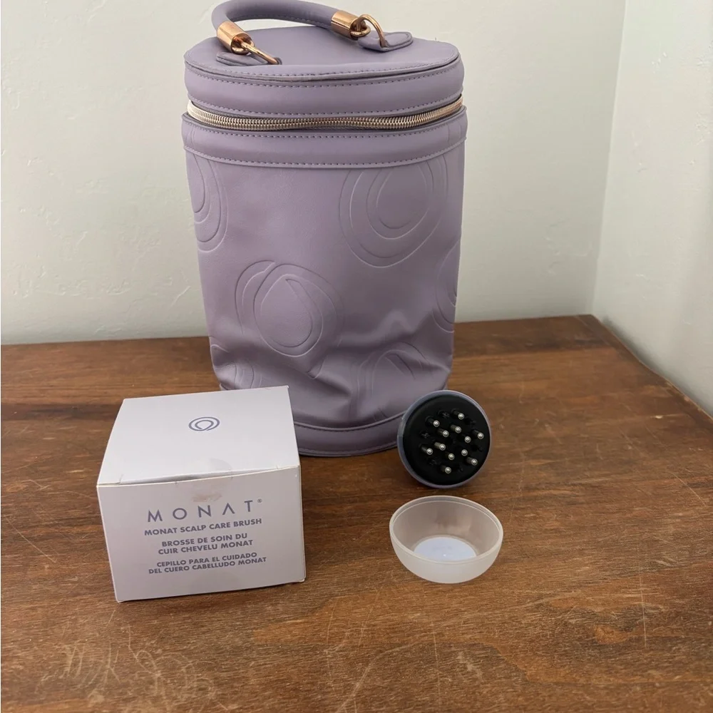 Monat Make Up Bag scalp care brush & scalp massager bundle New Cosmetic travel